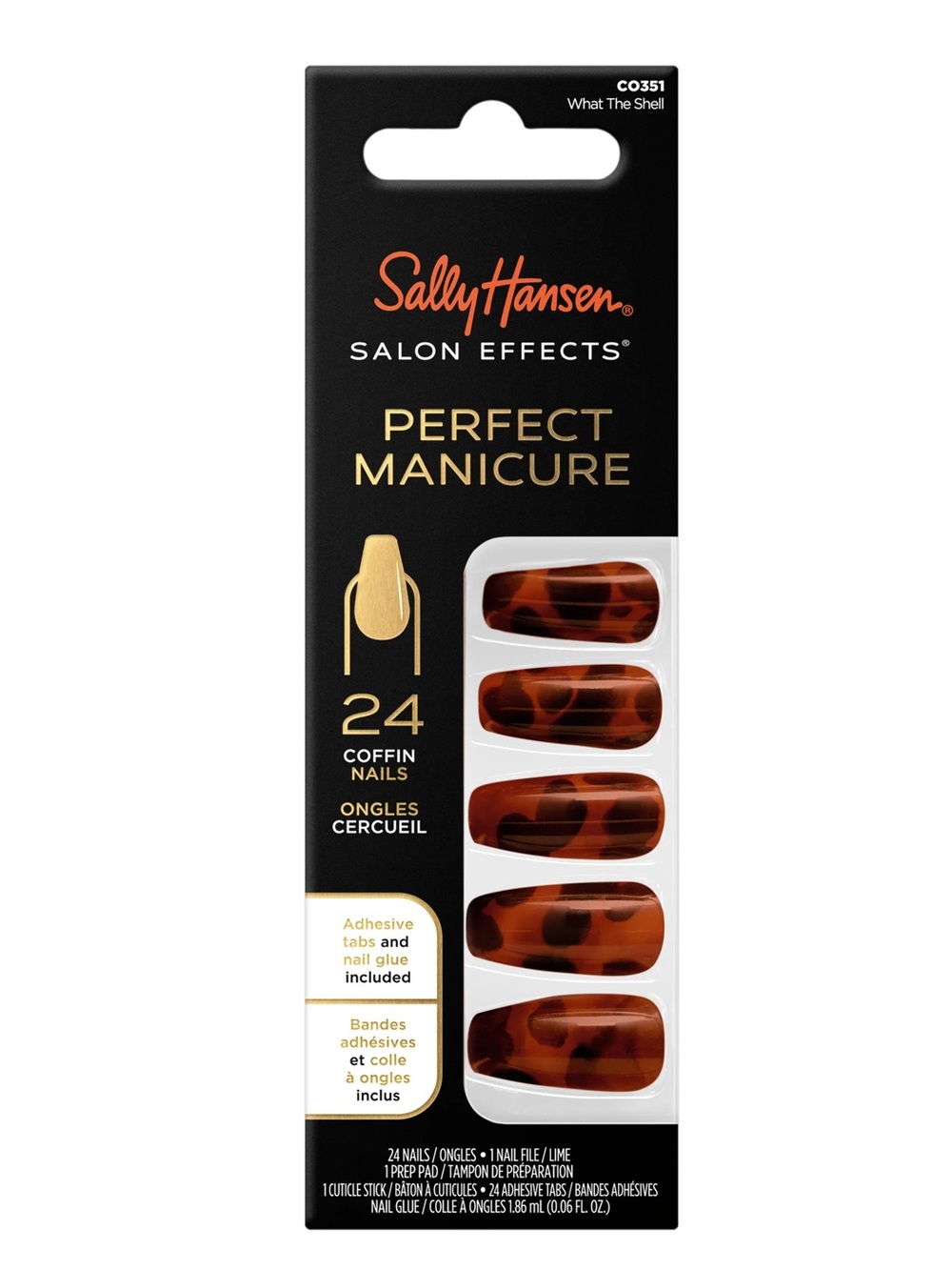 Perfect Manicure Coffin Press-On Nails in Brown Tortoiseshell